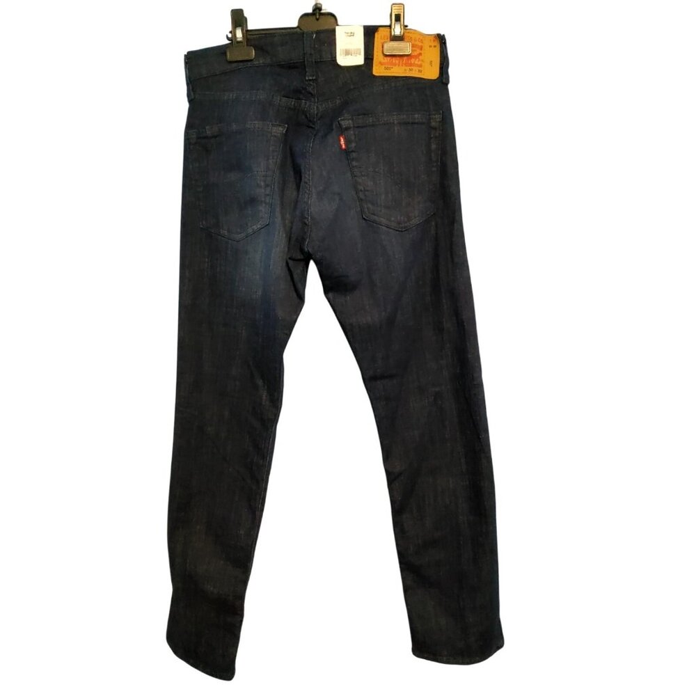 NEW Levis 501 Original Fit 30x32 100% Cotton Dark Wash Denim Jeans Black Button - Picture 3 of 11
